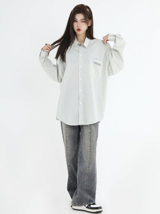 PRLM Couple Vertical Striped Long Sleeve Shirt KT1970