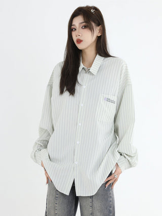 PRLM Couple Vertical Striped Long Sleeve Shirt KT1970