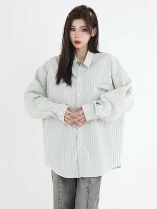 PRLM Couple Vertical Striped Long Sleeve Shirt KT1970