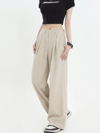 PRLM Pleated Casual Loose Straight Leg Pants KT2701