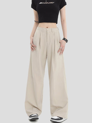 PRLM Pleated Casual Loose Straight Leg Pants KT2701