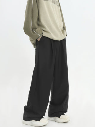 PRLM Pleated Casual Loose Straight Leg Pants KT2701
