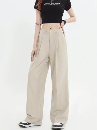 PRLM Pleated Casual Loose Straight Leg Pants KT2701