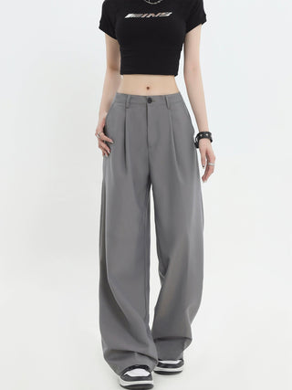 PRLM Pleated Casual Loose Straight Leg Pants KT2701