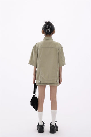 SFS Denim Shirt+hip Wrap Skirt Set KT1996 - KTchic