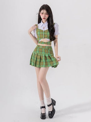 VWP Plaid Skirt Suspender Vest Spice Girl Suit KT1322 - KTchic