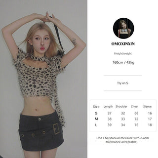 VWP Spice Girls Leopard Print Cropped T-shirt KT1286